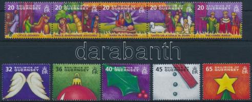 Christmas set, with stripe of 5 Karácsony sor, közte 5-ös csík