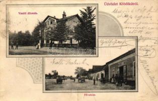 Köbölkút, vasútállomás, Fő utca; kiadja Wiesenberg Dávid / railway station, main street (EK)