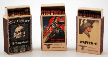Cca 1944 3 db Wafen-SS gyufásdoboz, jó állapotban