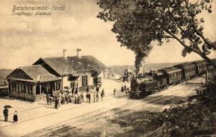 Balatonalmádi-fürdő, Öreghegyi vasútállomás, gőzmozdony (EK)