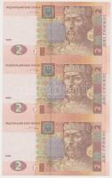 Ukrajna 2004. 1H 3-as ívben + 2H 3-as ívben T:I 
Ukraine 2004. 1 Hryvnia in a sheet of 3 + 2 Hryven...