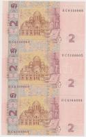 Ukrajna 2004. 1H 3-as ívben + 2H 3-as ívben T:I 
Ukraine 2004. 1 Hryvnia in a sheet of 3 + 2 Hryven...