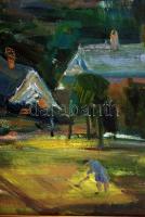 Nyárády Gulyás Jenő (1920-1970): Aszófő. Olaj, farost, keretben, 60×80 cm