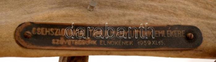 Vadász asztali hamuzó szett, agancsokkal, "Csehszlovákiai tanulmány utunk emlékére 1959" r...