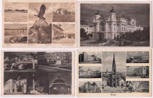 9 db RÉGI fekete-fehér történelmi magyar városképes lap, vegyes minőség; / 9 old black and white historical Hungarian town-view postcards, mixed quality;
