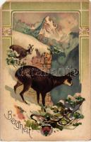 6 db RÉGI használatlan motívumlap egy lithoval, vegyes minőség; vadász / 6 old unused motive cards w...