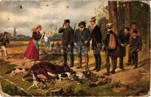 5 db RÉGI motívumlap, vegyes minőség; vadász / 5 old motive cards, mixed quality; hunter