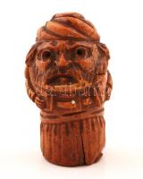 Faragott fa férfi fej sétabothoz, m:6 cm