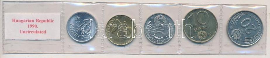 1990. 1Ft-20Ft 5xklf db, kiadatlan forgalmi sor laminált fóliatokban, "Magyar Köztársaság" felirattal, de "Kádár" címerrel T:1