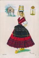 Galicia, Spanish folklore, textile and silk card s: Elsi Gumier