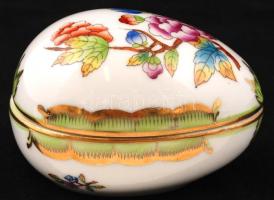 Herendi Viktória mintás porcelán tojás, kézzel festett, hibátlan, jelzett, 8x5x5 cm