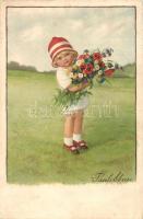 Child with flower, litho s: Pauli Ebner (EK)