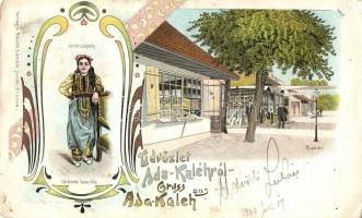 Ada Kaleh, bazár, török szépség / Bazaar, Turkish beauty, Art Nouveau, litho (r)