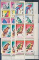 1990 Papagájok sor ívsarki négyestömbökben Mi 2182-2188