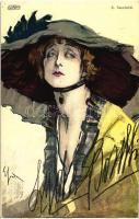Italian art postcard, lady, Arte Zenit No. 16-1. s: E. Sacchetti