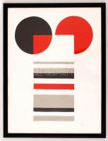 Dévényi János (1942-): Kódolt geometria. Akril, papír, jelzett, üvegezett keretben 40×30 cm