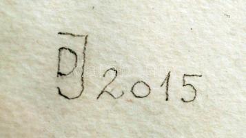 Dévényi János (1942-): Kódolt geometria. Akril, papír, jelzett, üvegezett keretben 40×30 cm