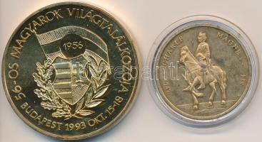 Vegyes: 1993. "56-os Magyarok Világtalálkozója / Ébredjetek!" aranyozott fém emlékérem (42...