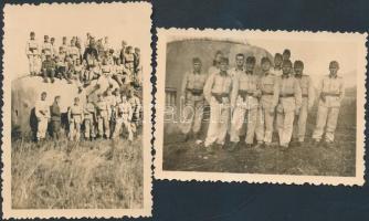 1939 Katonák bunker előtt, 2 db katonai fotó, 8,5x6 cm