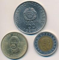 1980. 100Ft Ni "Szovjet-magyar közös űrrepülés" + 2002. 100Ft "Kossuth" + 2003. 20Ft "Deák" T:BU,2