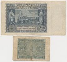 Lengyelország / Német megszállás 1940. 20Zl + 500Zl + 1941. 1Zl + 100Zl T:III,III-
Poland / German ...