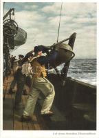 Auf einem deutschen Minensuchboot. PK-Aufn. Kriegsber. Schlemmer, Carl Werner / WWII German Navy, mariners on a minesweeper