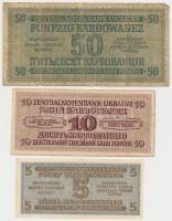 Ukrajna / Német megszállás 1942. 5K + 10K + 50K T:III,III-
Ukraine / German occupation 1942. 5 Karb...