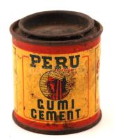 Peru Gumi cement, fémdoboz, kopottas állapotban, 5x5cm