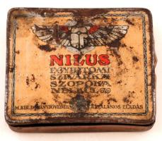 Nilus Egyiptomi Szivarka szopó nélkül, fémdoboz, kopottas, 7x8x2cm/ Nilus cigarillos metall box,7x8x2cm