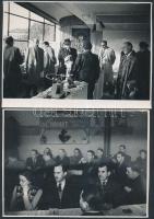 cca 1958 Bemutató az Engels téri(Erzsébet tér) MÁVAUT állomáson, 4 db fotó, 121x8 cm