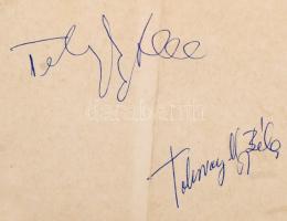 cca 1960 Tolcsvayék és a trió zenekar képe, hátoldalt Tolcsvayék saját kezű aláírásával