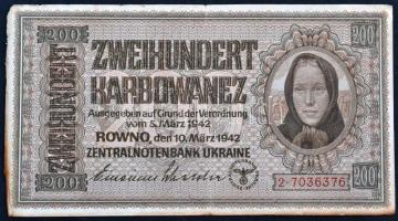 Ukrajna / Német megszállás 1942. 200K T:III kopott és foltos a széle Ukraine / German occupation 1942. 200 Karbowanez C:F worn and spotted edge Krause 56.