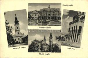 Szatmárnémeti, Pannónia szálló, Árpád utca, Németi református és Kálvária templom (EK)