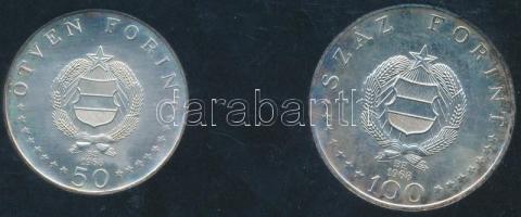 1968. 50Ft Ag + 100Ft Ag "Semmelweis" pár "MNB" plasztiktokban(fekete) T:BU