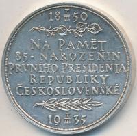 Csehszlovákia 1935. "Tomas G. Masaryk elnök 85. születésnapja" Ag emlékérem sérült eredeti...