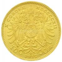 Ausztria 1912. 10K Au "Ferenc József" (3.38g/0.900) utánveret T:2 ph. 
Austria 1912. 10 K...