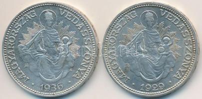 1929-1936. 2P Ag "Madonna" (2x) T:2,2- Adamo P7