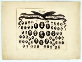 1929 "Turul" a Zuglói Jótékony célú Hazafias Asztaltársaság tablóképe kartonra kasírozva, fotó 17x21 cm, karton 25x33 cm