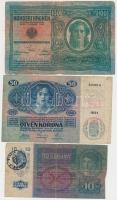 1912. 100K + 1914. 50K + 1915. 10K hamis román felülbélyegzéssel (fake Romanian overprint), mindegyi...