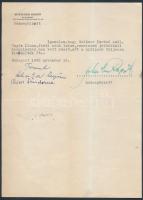 1946 Házmegbízott igazolja, hogy az alulírott semmilyen jobboldali mozgalomban nem vett részt, sőt a nyilasok kirabolták. Fejléces papíron,22x16cm