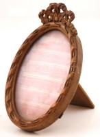 Asztalra állítható ovális képkeret, sérült, 17,5x10,5 cm