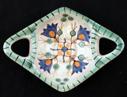 Iparművészi Vállalatos Gorka füles tálka, mázas kerámia, jelzett, hibátlan, 12×17 cm