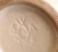 Iparművészi Vállalatos Gorka füles tálka, mázas kerámia, jelzett, hibátlan, 12×17 cm