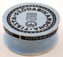 Tiszta Szódabikarbóna, Hangya Ipar R.T. Albertfalva papírdoboz, benne szódabikarbónával, d: 8 cm, m: 3 cm