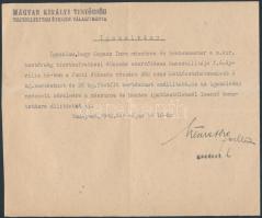 1942 Magyar Királyi Testőrség tiszthelyettesi étkezde választmányának igazolása hús szállítmányról, 17x21cm