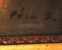 Púza jelzéssel: Hegedülő cigány lány. Olaj, vászon, sérült keretben, 50×70 cm