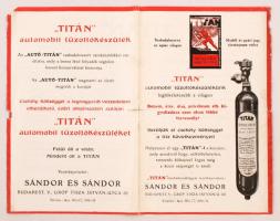 cca 1940 "Titán" automobil tűzoltókészülék reklám nyomtatványa, kis szakadásokkal, 21x13cm