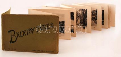 cca 1890-1910 Balatonfüred nevezetességeit ábrázoló leporelló 16 képpel, Grüner Simon kiadása