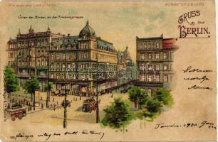 Berlin, Unter den Linden, Friedrichstrasse, Cafe Bauer / streets, cafe, Meteor D.R.G.M. 88690. 231. hold to light litho (EK)