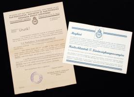 1943 Hadirokkantak, Hadiárvák és Hadiözvegyegek Országos Nemzeti Szövetségének II. Kívánsághangversenyének meghívója illetve, programfüzete, 2db, 28x21cm, 14x20cm